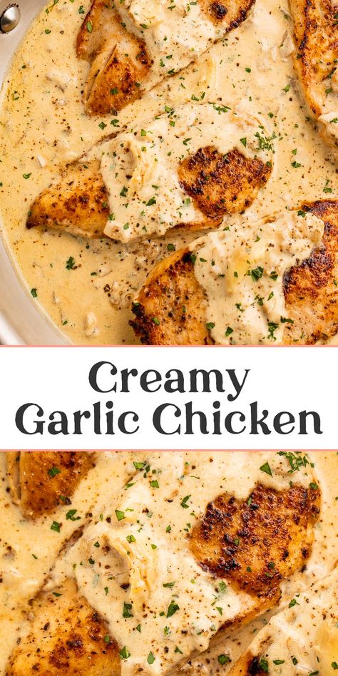 Garlic Chicken Breast Recipes, Creamy Chicken Recipes, Chicken Tenderloin Recipes, Creamy Garlic Chicken, Tenderloin Recipes, Oven Chicken, Crockpot Pork, Health Dinner Recipes, Creamy Garlic