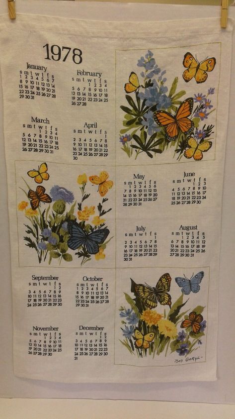 Vintage 1978 Woven Calendar By Bob Goryl | Etsy Towel Pics, What Year Is It, Season Calendar, Flower Calendar, 1970s Decor, Vintage Calendar, Pocket Calendar, Diy Calendar, Thanks For The Gift