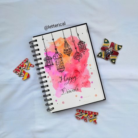 Late Diwali post | Calligraphy by Madhvi Aesthetic Diwali Drawing Ideas, Diwali Notebook Decoration, Diwali Ideas Drawing, Diwali Aesthetic Painting, Cute Diwali Drawing, Diwali Front Page Design, Dipawali Drawings, Diwali Related Paintings, Diwali Drawing Mandala