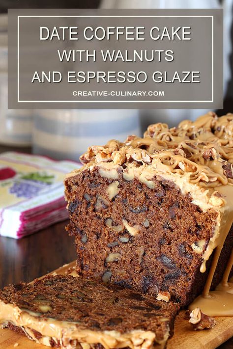 Espresso Glaze, Date And Walnut Cake, Buah Tin, Date Coffee, Date Nut Bread, Coffee And Walnut Cake, Date Cake, Recipes Yummy, Walnut Cake