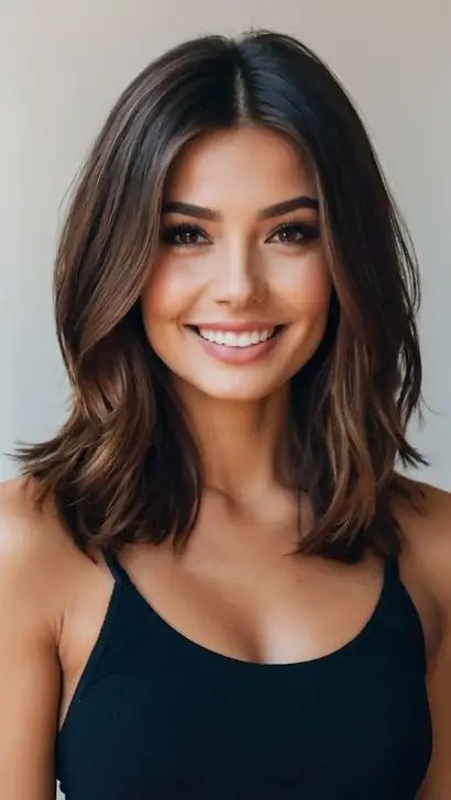 15 Stylish Mid-Length Bob Haircut Ideas to Rock This Season - TecArticles Haircut In Layers Mid Length, Haircuts For Mid Length Straight Hair, Medium Hair One Length, Midlength Haircuts With Layers Long Bobs, Short Brunette Hair For Round Face, Hairstyles Armpit Length, Midlength Haircuts Brunette, Medium Length Haircut With Balayage, Brown Hair Colors Shoulder Length