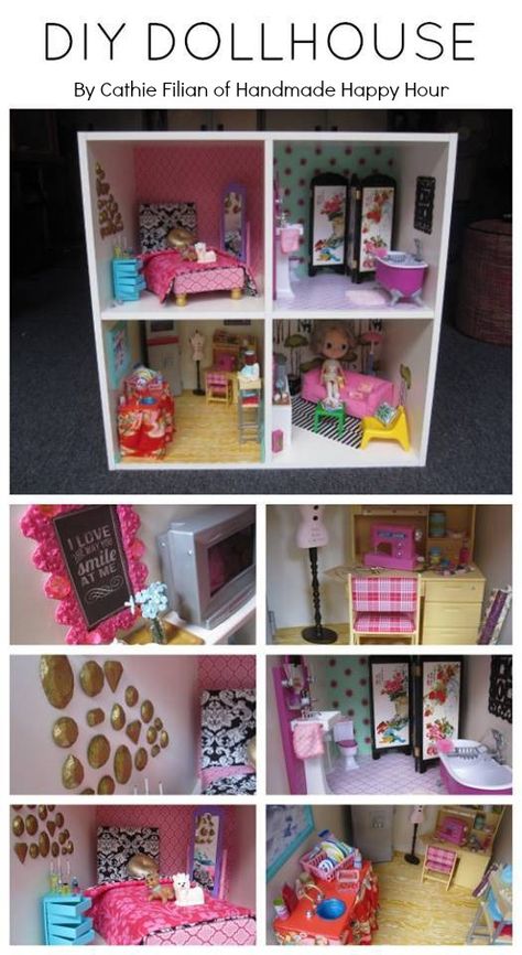 9 Flashy and fun DIYs! Bookshelf Dollhouse, Grandchildren Quotes, Ikea Dollhouse, Diy Bookshelf, Diy Barbie House, Ikea Bookshelves, House Makeover, Dollhouse Ideas, Doll Diy