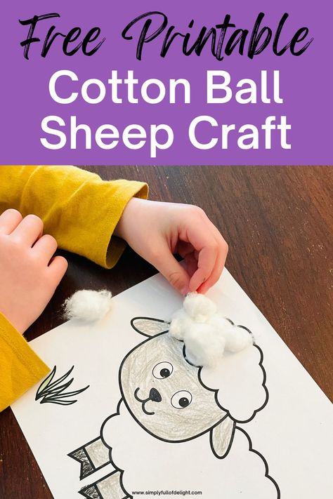 cotton ball sheep craft with a free printable sheep template Sheep Craft Cotton Balls, Cotton Wool Sheep, Making Sheep With Cotton Balls, Handprint Sheep Craft, Kindergarten Sheep Craft, Lamb Face Template Free Printable, Cotton Ball Sheep Craft Preschool, Sheep Bible Craft, Baba Black Sheep Crafts Preschool