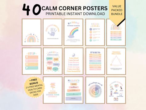 Calming Corner Posters, Corner Wall Art, Psychology Posters, Counseling Quotes, Calm Corner, Maslow's Hierarchy Of Needs, Feelings Wheel, Calming Corner, Calming Techniques