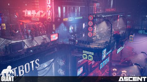 ArtStation - The Ascent: The Node Futuristic Anime, Cyberpunk Inspiration, High Tech Low Life, Future Cities, Midnight City, The Ascent, Set Dressing, Cyberpunk Aesthetic, Cyberpunk City