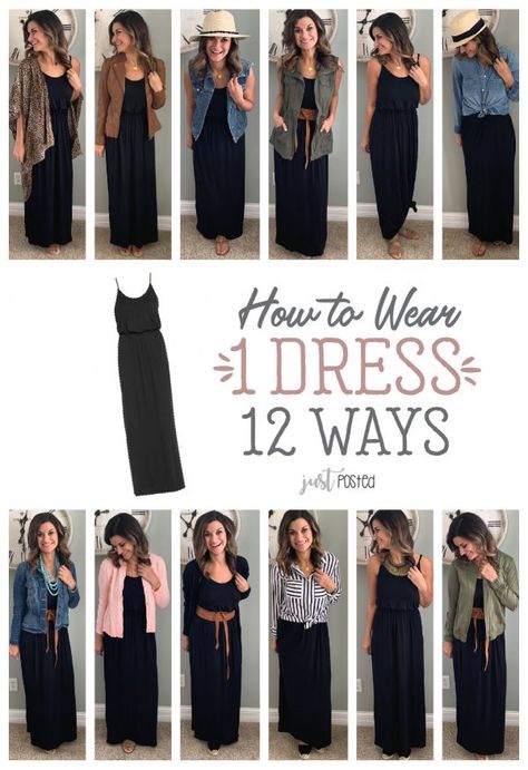 How to Wear One Black Maxi Dress Twelve Ways – Just Posted Black Maxi Dress Outfit, Dresses Ladies, Maxi Dress Outfit, Black Outfits, Stil Inspiration, Work Style, Looks Black, Clothes Women, Black Maxi