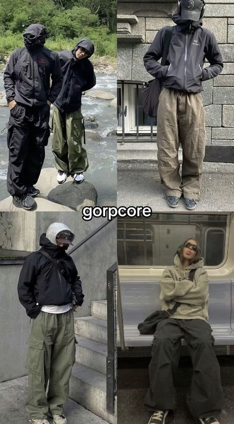 Acubi Essential Clothes, Dysphoria Outfits, Gorpcore Mens Outfits, Busy Outfits, Styling Clothes Tips, Gorpcore Men, Gorpcore Outfit, Gorpcore Fashion, Gorpcore Aesthetic