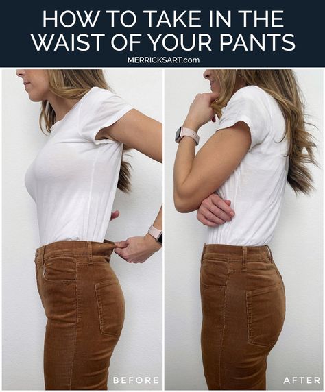 How To Take in the Waist of Jeans - Merrick's Art How To Make Jeans, Altering Jeans, Puffer Vest Outfit, Winter Style Guide, Merricks Art, Fall Style Guide, Chose Outfit, Sewing Pants, White Jeans Outfit