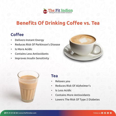 Tea and coffee have long competed for dominance in the world of hot drinks. Around the world, millions of people start each day with a hot cup of either coffee or tea. Each option offers similar health benefits with some notable variations. #thefitindian #coffee #tea #healthbenefits #nutritionist #alzheimers #acidic #antioxidants #type2diabetes #parkinsonsdisease Benefits Of Drinking Coffee, Coffee Vs Tea, Gym Diet, Coffee Benefits, English Story, Dream Chaser, Insta Post, Tea And Coffee, Drinking Coffee