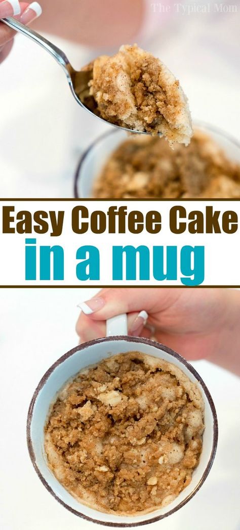 1 Bowl Dessert Recipes, Coffee Cup Microwave Cake Mug Recipes, Mug Cake Coffee Cake, Breakfast Ideas In A Mug, Coffee Cake For One, Easy Mug Recipes Meals, Minimal Ingredient Breakfast, Muffin In A Cup Microwave, Microwave Biscuits Recipes