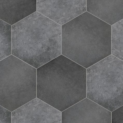 Merola Tile Heritage Hex Carbon 7 in. x 8 in. Porcelain Floor and Wall Tile (7.67 sq. ft./Case)-FEQ8HTXCB - The Home Depot Gray Hexagon Tile, Hexagon Tile Bathroom Floor, Stone Look Wall, Hexagon Tile Floor, Fireplace Facade, Hexagon Tile, Shower Floor Tile, Merola Tile, Tile Saw