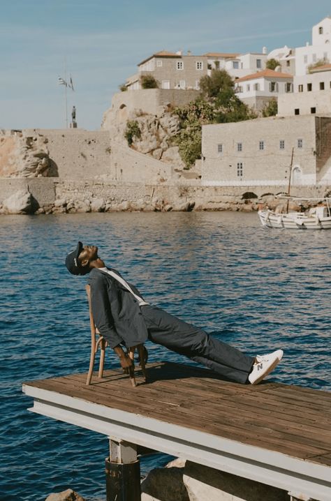 Aimé Leon Dore Spends Summer 2024 in Greece Classic Golf, Aime Leon Dore, Mens Editorial, Tennis Fashion, Reebok Classic, Greek Island, Greek Islands, Blue Tshirt, Military Fashion