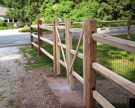 Cedar Split Rail Fence, Split Rail Fence, Fence Gate Design, Green Fence, Small Fence, Living Fence, Concrete Fence, Front Yard Fence, Rail Fence