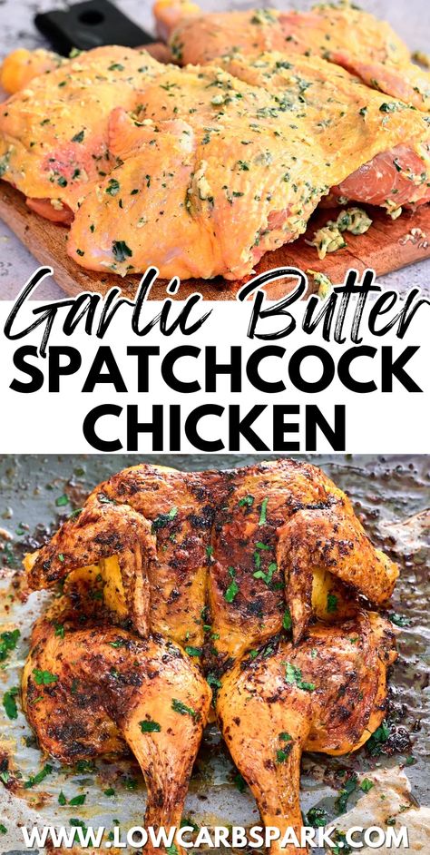 This spatchcock chicken recipe is a family favorite for a reason—it’s simple, quick, and absolutely delicious. With minimal ingredients and only 40 minutes in the oven, you get a whole chicken that's juicy inside with a crispy, golden skin. Thanksgiving Spatchcock Chicken, Whole Chicken Recipes Traeger, Roasted Whole Chicken Oven Crispy, Best Spatchcock Chicken Oven, Spatchcocked Chicken Oven, Whole Chicken Ideas For Dinner, How To Cook A Hen In The Oven, Whole Chicken In The Oven Recipes, Easy Whole Chicken Crockpot Recipes