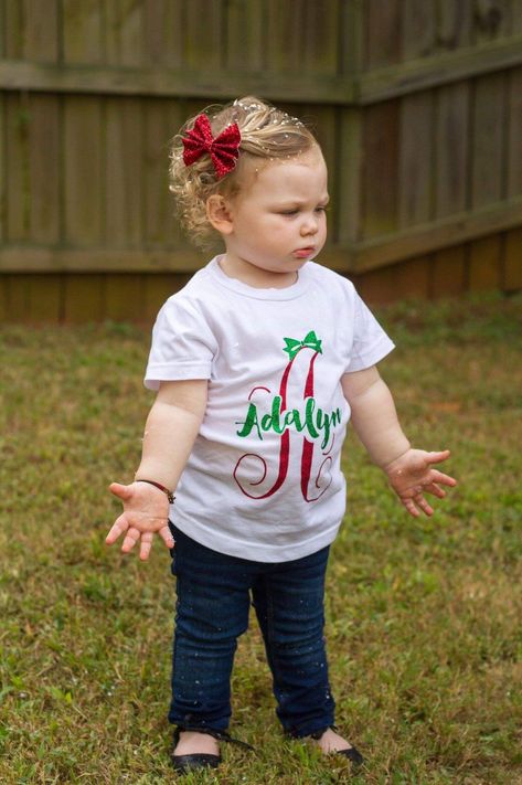 Christmas Shirts For Girls, 1970s Fashion Disco, Christmas Monogram Shirt, Girl Christmas Outfit, Personalized Christmas Shirts, 1970s Disco, Disco Fashion, Christmas Names