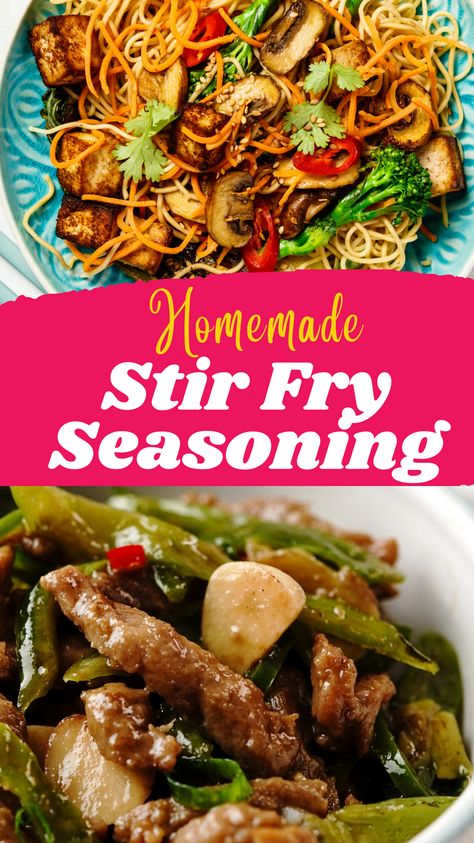 Take your stir-fry game to the next level with this delicious homemade seasoning blend! Bursting with flavor, it's the perfect way to add an extra kick to your favorite stir-fry dishes. Say goodbye to bland stir-fries and hello to flavor-packed perfection! Stir Fry Seasoning Dry, Stir Fry Spices, Best Chicken Seasoning, Stir Fry Seasoning, Stir Fry Meat, Fry Seasoning, Stir Fry Sauce Easy, Homemade Stir Fry Sauce, Chicken Stir Fry Recipe