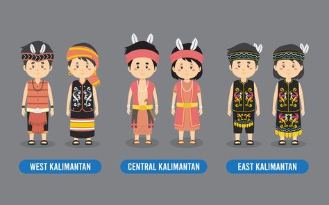 West Kalimantan, East Kalimantan, Indonesian Culture, Indonesian Art, Traditional Outfit, Traditional Outfits, Vector Art, Brain, Vector Free