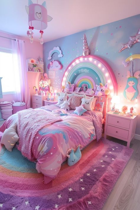 Bedroom Ideas For Girls 9-10, Girl Room Ideas Kids, Girls Bedroom Ideas 6 Yrs Old, Girls Bedroom Ideas Age 8-10, Girl Rooms Ideas, Unicorn Nursery Theme, Affordable Living Room Ideas, Girl Kids Bedroom, Kids Bedroom Decor Ideas