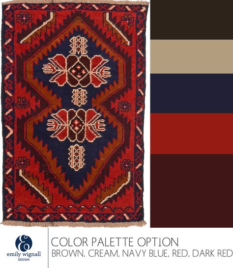 Red Blue Brown Color Palette, Russian Color Palette, Navy Red Color Palette, Persian Color Palette, Americana Color Palette, Armenian Ornaments, Brown And Blue Living Room, Navy Color Scheme, Red Persian Rug