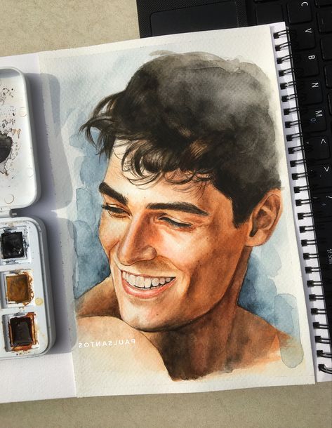 Aladdin Broadway, Watercolor Portrait Tutorial, Rafael Miller, Art Markers Drawing, Watercolor Art Face, Watercolour Portrait, Portrait Tutorial, Portraiture Art, Color Drawing Art