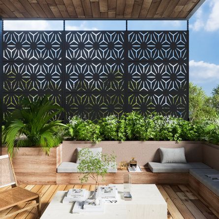 Fency 6 ft. H x 4 ft. W Metal Privacy Screen Fence Panel Star Pattern | Wayfair Privacy Screen Fence, Privacy Screen Deck, Metal Privacy Screen, Patio Privacy Screen, Privacy Fence Screen, Deck Privacy, Patio Privacy, Outdoor Screens, Garden Screening