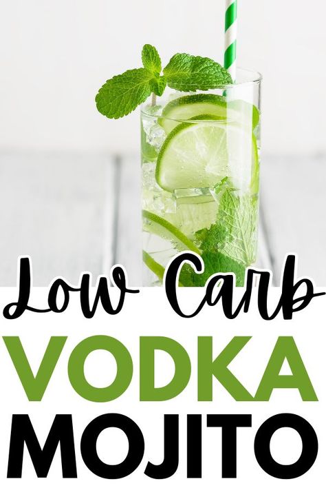 Lime Vodka Drinks, Low Calorie Cocktails Recipes, Low Carb Alcoholic Drinks, Vodka Mixers, Vodka Mojito, Sugar Free Cocktails, Vodka Recipes Drinks, Mojito Drink, Classic Mojito