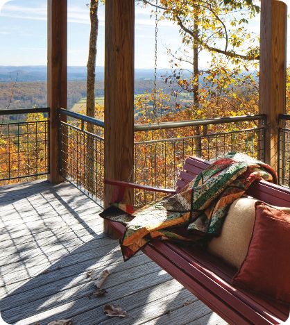 Cottage Journal, Wooden Deck, Mountain Cottage, Autumn Scenery, Autumn Beauty, The Deck, Best Seasons, The Cottage, Autumn Cozy