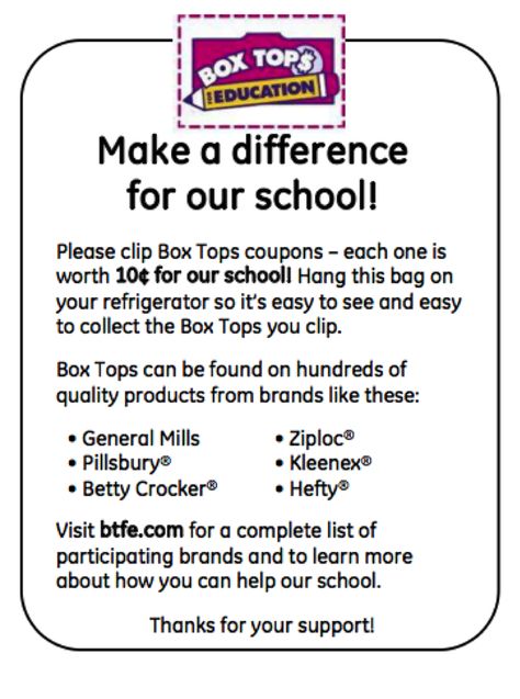 Use these inserts in baggies to promote your Box Tops for Education program. Pto Mom, Pta Moms, Pto Today, Pta Fundraising, Pta School, School Boxes, Parenting Education, Back To School Night, Meet The Teacher