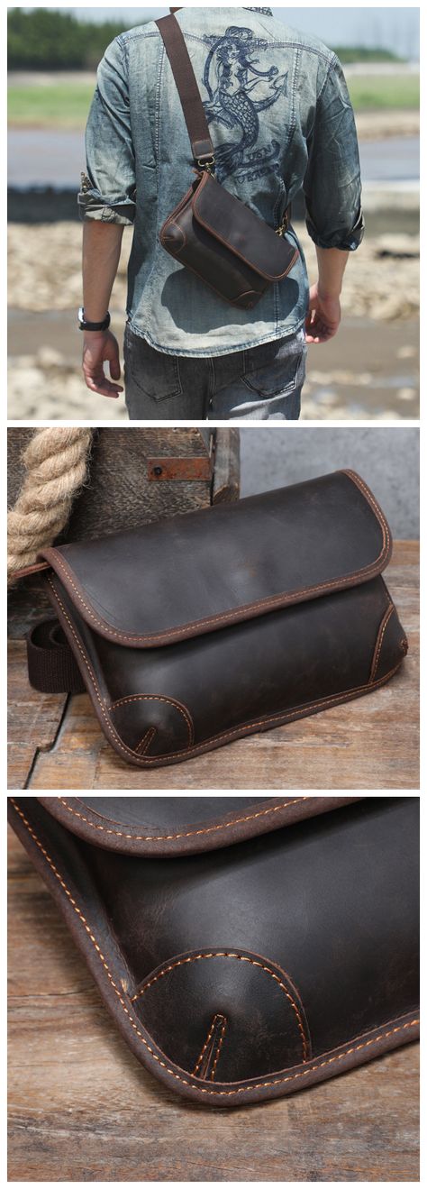 Leather Sling Bags, Laptop Backpack Mens, Leather Wallet Pattern, Tooling Patterns, Leather Bag Pattern, Casual Crossbody Bag, Leather Ideas, Sling Pack, Cell Phone Wallet