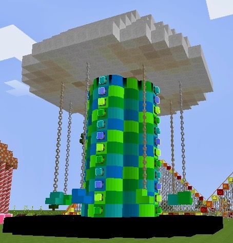 Minecraft Fairground, Minecraft Theme Park Builds, Minecraft Amusement Park Entrance, Minecraft Water Park, Minecraft Roller Coaster Ideas, Minecraft Ferris Wheel, Carnival Minecraft, Minecraft Carousel, Minecraft Theme Park Ideas