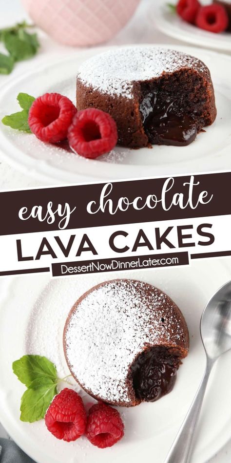 Lavacake Chocolate Lava, Last Min Dessert, Single Serve Chocolate Lava Cake, Single Serving Chocolate Lava Cake, Easy Ramiken Desserts, Semi Sweet Chocolate Recipes, Small Chocolate Cakes, 2 Person Dessert Recipes, Quick Individual Desserts