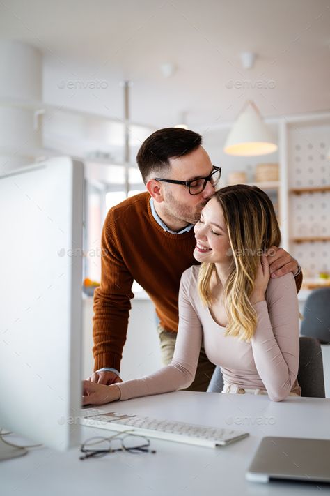 Happy couple in love working together on computer by nd3000. Happy couple in love working together on computer. Technology, people concept #Sponsored #love, #working, #Happy, #couple Husband And Wife Working Together, Traveling For Work Aesthetic, Business Couple Goals, Happy Couple Photography, Business Couple Aesthetic, Couples Working Together, Couple Working Together, Couple Business, Business Couple