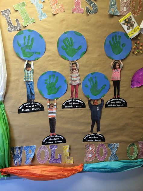 Celebrating Earth Week. What do you want to protect most? A handprint activity great for building critical thinking, fine motor control, and making connections. Ochrana Prírody, Earth Activities, Earth Week, Earth Craft, Earth Day Projects, Sistem Solar, Anniversaire Harry Potter, Earth Day Crafts, Earth Day Activities