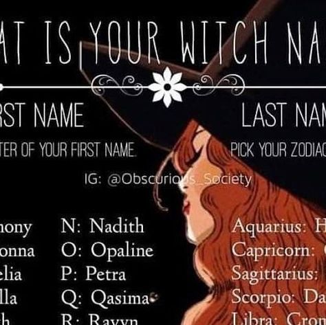 Belneus on Instagram: "Your witch name, courtesy of the imaginative @obscurioussociety Mine would be Thor Bloodstone…. I can definitely accept that one. #witch #witchy #fun #names #puzzle #game #humor" Witch Names Generator, Witchy Last Names, Witchy Games, Witch Name Generator, Witchy Names, Fun Names, Witch Names, Magic Spell Book, Witch Craft