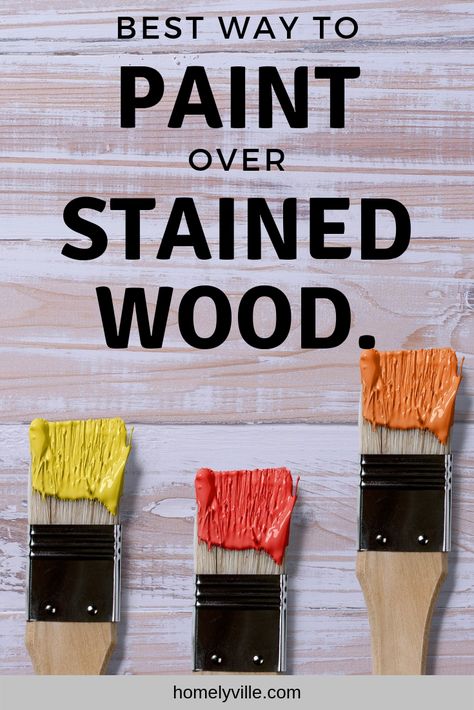 We all know that wood stain goes deep into the surface. It can be hard to cover, but it’s not impossible! Here’s my guide to painting over stained wood. #stainedwood #paintingoverstainedwood #stainedwoodpainting Paint Over Stained Wood, Painting Over Stained Wood, Paint Stained Wood, High Gloss Furniture, Furniture Painting Tips, Furniture Flipping, Furniture Painting Techniques, Bathroom Refresh, Painting Furniture Diy