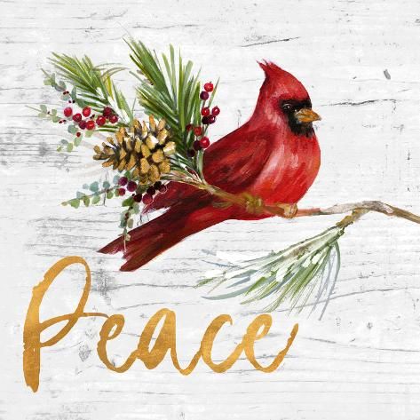 size: 12x12in Art Print: Holiday Cardinal I by Lanie Loreth : Cardinal Birds Art, Wood Plank Art, Cardinal Painting, Handmade Christmas Crafts, Christmas Card Art, Watercolor Christmas Cards, Christmas Canvas, Red Cardinal, Christmas Drawing