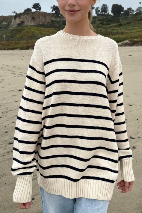 Striped Brandy Sweater, Brandy Sweater, Brandy Melville Sweater, Cotton Sweaters, Drop Shoulder Sweaters, Fashion Wishlist, Cardigan Top, Cotton Cardigan, Tee Outfit