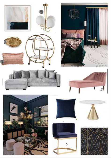 Art Deco Mood Board | Art deco living room, Color palette interior design,  Art deco interior living room Art Deco Mood Board, Artdeco Interiors, Modern Art Deco Interior, Interior Art Deco, Home Decor Minimal, Art Deco Style Interior, Penthouse Living, Art Deco Living Room, Modern Mediterranean