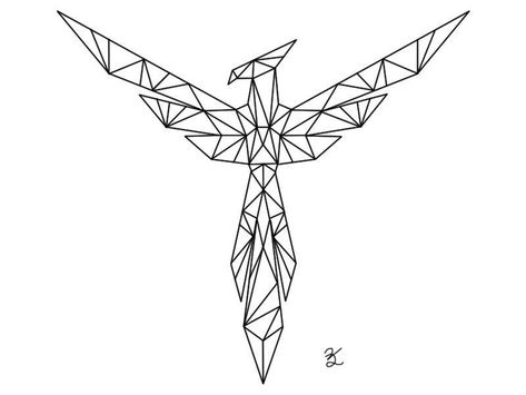 Phoenix by berenkusmenoglu Small Phoenix Tattoos, Phoenix Bird Tattoos, Origami Tattoo, Diy Tattoo Permanent, Phoenix Tattoo Design, Polygon Art, Initial Tattoo, Geometric Drawing, Phoenix Bird