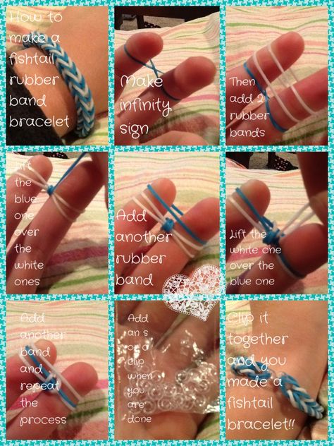 Super easy tutorial to make a rubber band fishtail bracelets. Get rubber bands at target, Walmart, dollar stores, and any craft stores. They come with s or c clips How To Make Elastic Bracelets Rubber Bands, Look Bands Bracelet, Rubber Band Bracelet Fishtail, How To Make Rubberband Bracelets, Easy Rainbow Loom Bracelets With Fingers, How To Do Loom Bracelets, Fishtail Rainbow Loom Tutorial, Making Bracelets With Rubber Bands, How To Make Cool Loom Bracelets