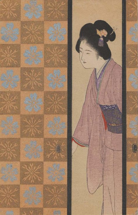 Edo Hannema Watercolor Painting, Kimono Wall Art, Woman In Kimono Art, Japanese Edo Period, Meiji Era, Japanese Kimono Vintage 19th Century Framed, Relief Print, Japanese Prints, Museum Of Fine Arts