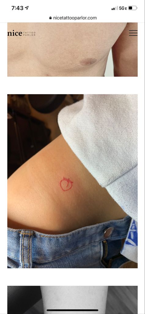 Peachy Tattoo On But, Peach Tattoo Buttcheek, Peachy Tattoo, Peach Tattoo, Matching Tats, Red Ink, Tattoos Ideas, Tattoo Idea, Tiny Tattoos