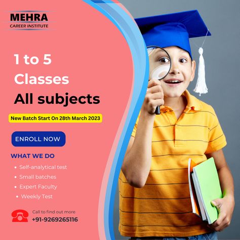 Primary education plays an important role in moulding a child’s mind. At this tender age they have hungry minds and thus they grasp or learn things faster. We offers Tuition Class for 1 to 5 standards, the classes offer all subjects: Maths, Science, EVS, English, Hindi and Computers. For FREE Consultation! Call at +91-9269265116 Email: mehracareerinstitute@gmail.com Tuition Classes Poster, Tuition Classes Banner, Tuition Advertisement, Class Poster Ideas, Tuition Flyer, Tuition Poster, Tuition Teacher, 2048x1152 Wallpapers, College Events