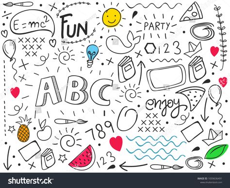 Creative Hand Drawn Doodle Set of Objects, Black and White Outline Background. #Ad , #affiliate, #Doodle#Set#Drawn#Creative Objects Black And White, Abc Wallpaper, Outline Background, Black And White Outline, Alphabet Wallpaper, Abc For Kids, Sketch Notes, E Mc2, Alphabet For Kids