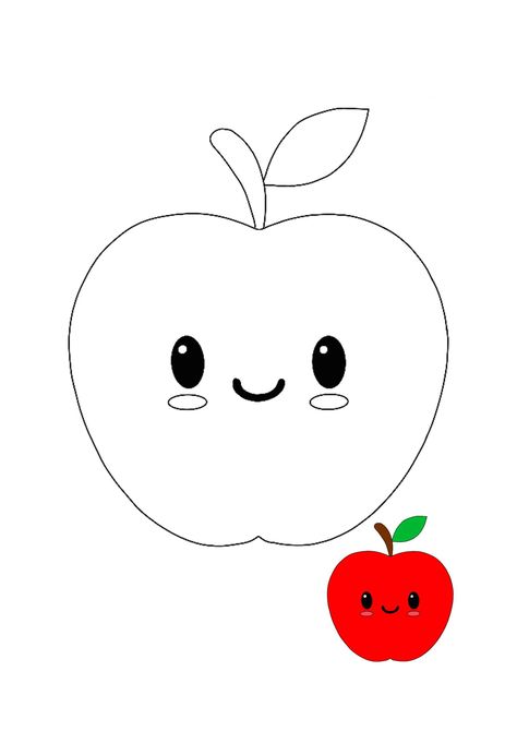 You can find here 2 free printable coloring pages of kawaii apple. Kawaii coloring pages collection in excellent quality for kids and adults. Apple Coloring Page Free Printable, Apple Coloring Page, Kawaii Apple, Kids Colouring Printables, Kawaii Coloring Pages, Cupcake Coloring Pages, Free Printable Coloring Sheets, Food Coloring Pages, Fruit Coloring Pages