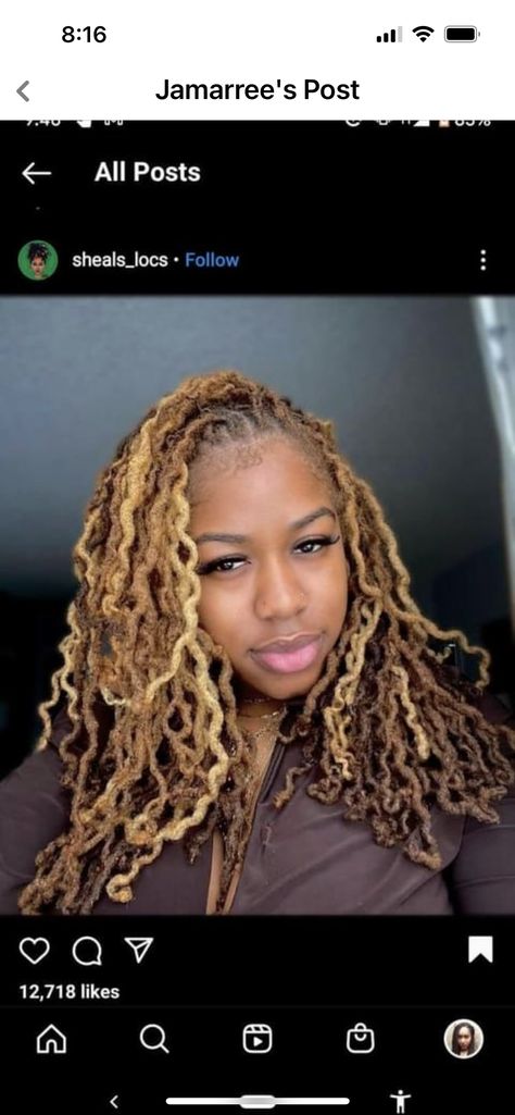 Ruby Red Locs, Blonde Highlights On Locs, Loc Hair Color Ideas Light Skin, Bridal Locs, Loc Colors, Blonde Locs, Headwrap Styles, Brown With Blonde, Brown With Blonde Highlights