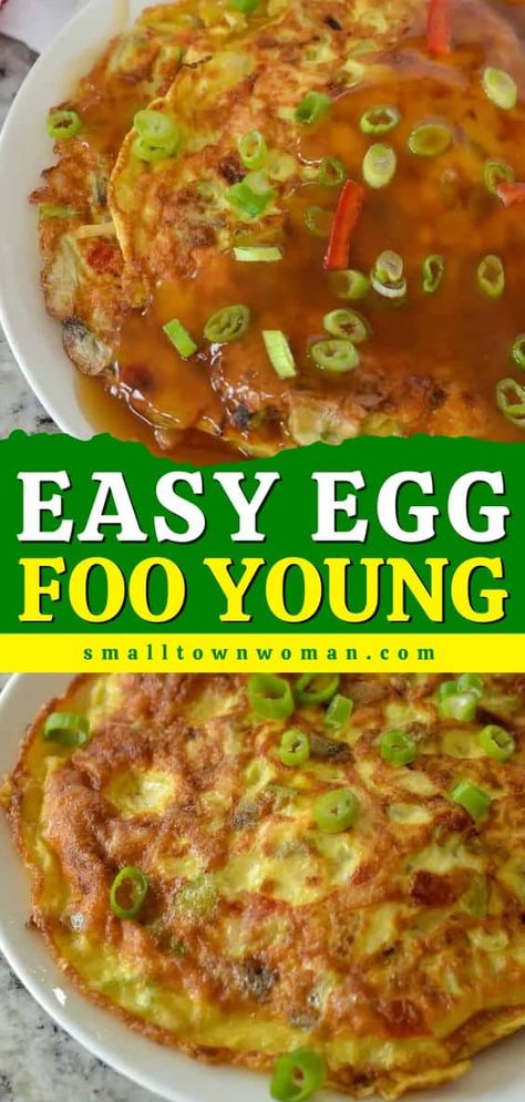 Egg Foo Young Gravy, Chinese Omelette, Easter Morning Breakfast, Egg Foo Young Recipe, Chicken Egg Foo Young, Fluffy Omelette, Foreign Recipes, Small Town Woman, Homemade Chinese Food