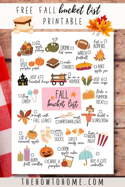 Candy Corn Drinks, Fall Bucket List Printable, Printable Bucket List, Bucket List Printable, Apple Drinks, Herbst Bucket List, Fun Fall Activities, Hot Apple Cider, Fall Bucket List