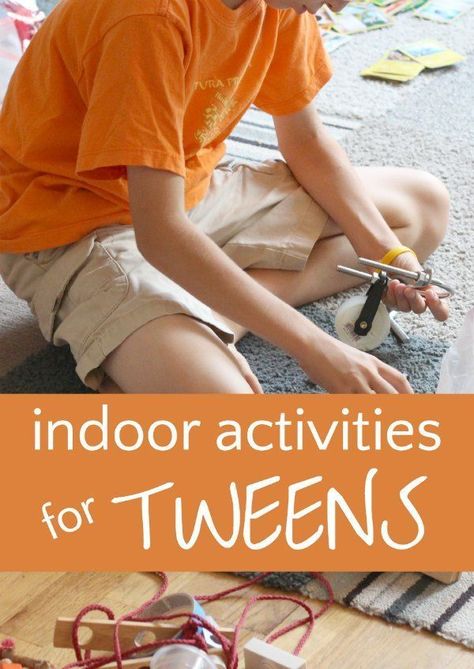 Fun indoor activities for tweens. Creative art, science, math and active play idea boredom busters for kids ages 8 to 12 years old. Schoolers Activities, Games For Middle Schoolers, Boredom Busters For Kids, Engineering Activities, Fun Indoor Activities, Indoor Games For Kids, Active Play, Boredom Busters, Art Science