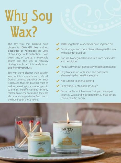 Why Soy Wax? Soy Candle Facts, Diy Soy Candles Scented, Candle Facts, Essential Oil Candle Recipes, Candle Care Instructions, Candle Scents Recipes, Candle Making Recipes, Lilin Aroma, Creation Bougie